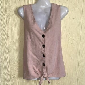 Pink Button-Down Sleeveless Top